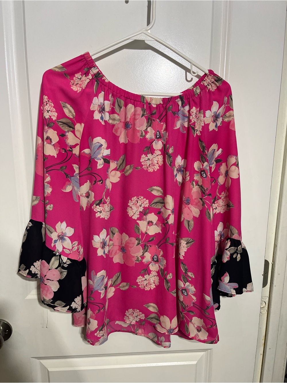 Floral Off-Shoulder Blouse - Pink